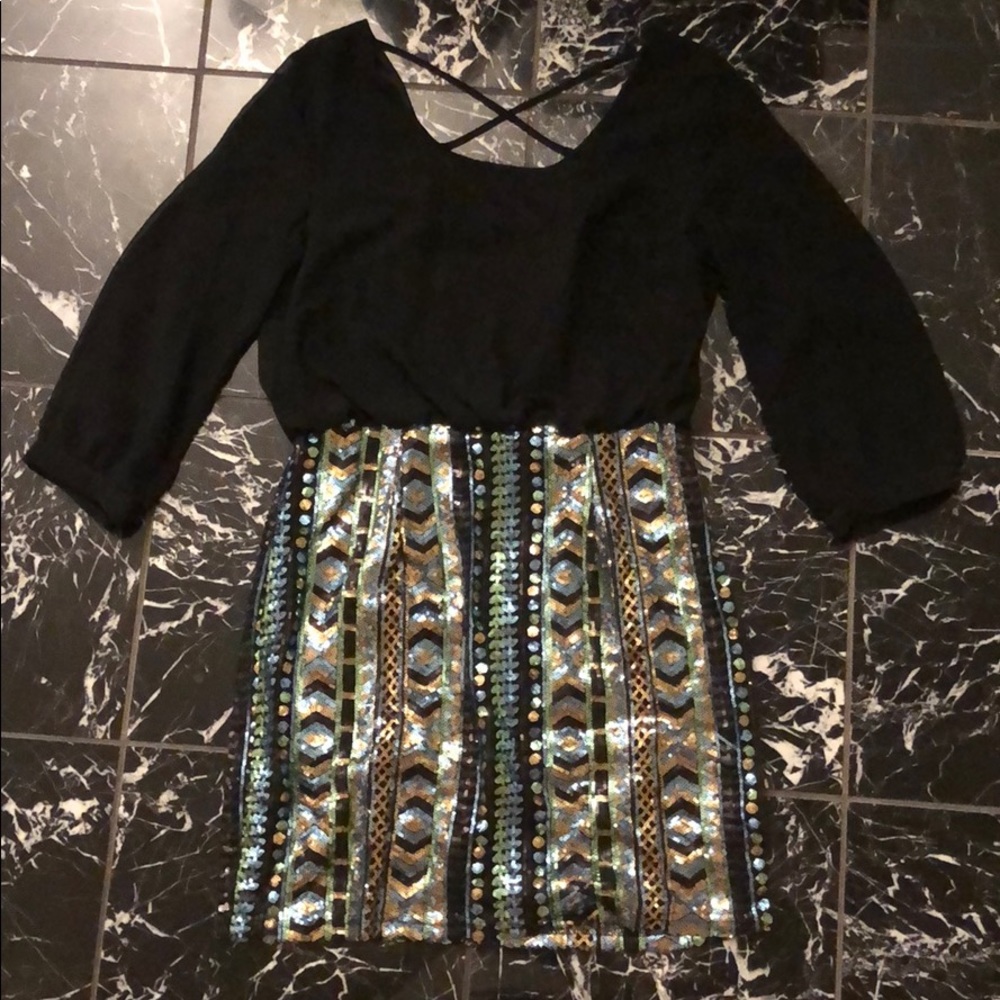NWT Fun NYE Party Glitter and Black Dress
